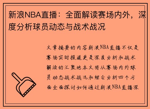 新浪NBA直播：全面解读赛场内外，深度分析球员动态与战术战况